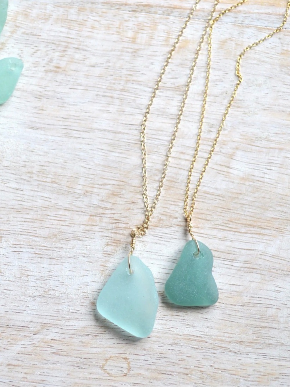 Aqua Sea Glass Necklace